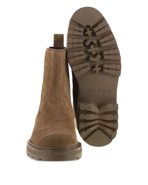 Hogan Brown H673 Chelsea Ankle Boots for men