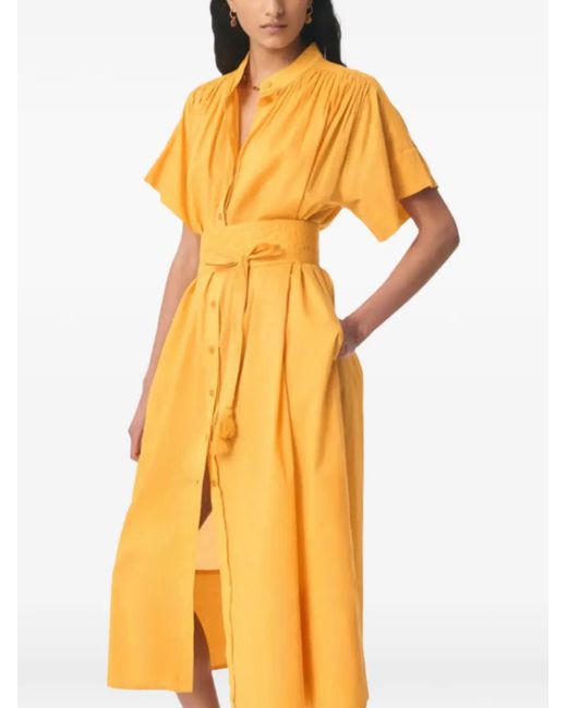 Vanessa Bruno Yellow Ciao Belted Tassel-Detail Midi Dress