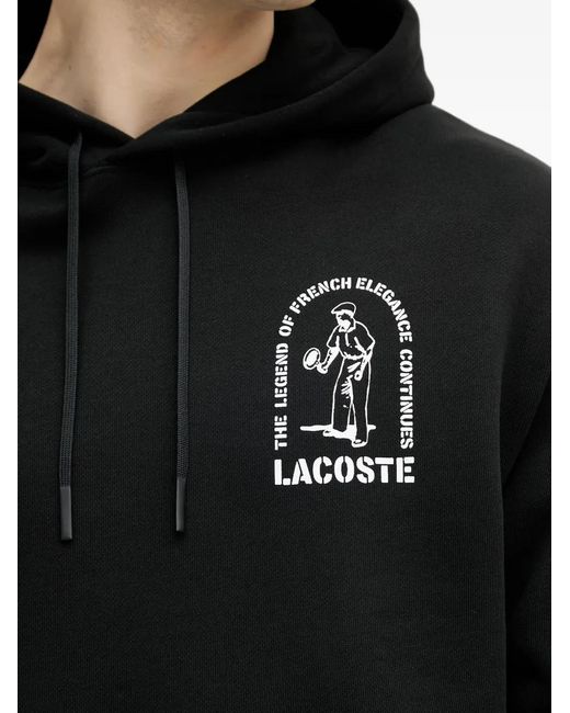 Lacoste Black Graphic-Print Hoodie for men