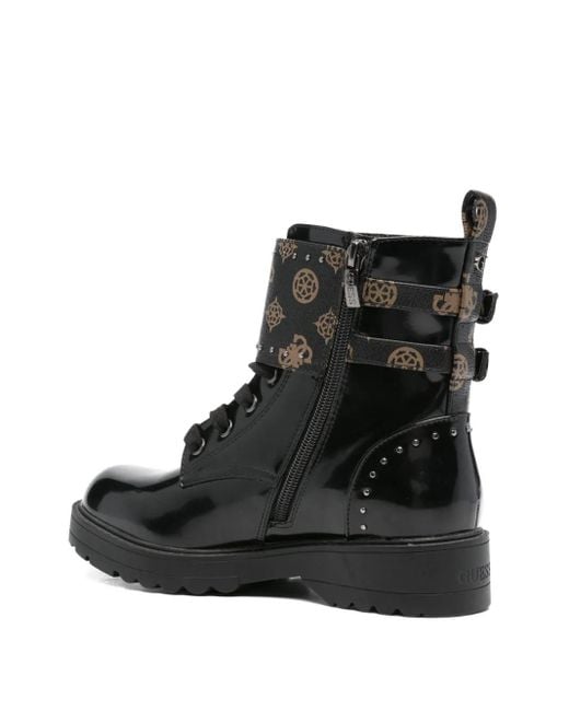 Guess Black Studded-Detail Biker Boots