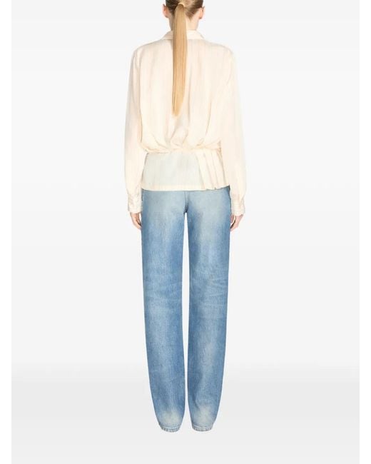 Dries Van Noten White Pinstripe Wrap Top