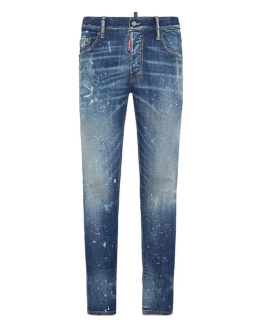 DSquared² Blue Distressed Slim-Fit Jeans for men