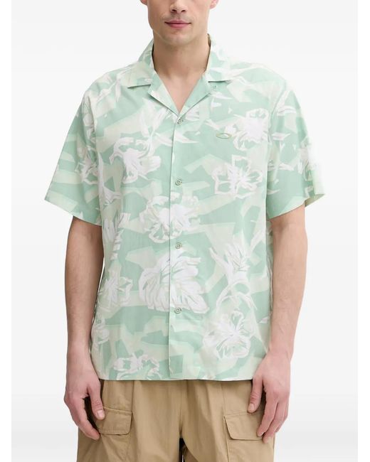 Oakley Green Hibiscus Breeze Floral-Print Short-Sleeve Shirt for men