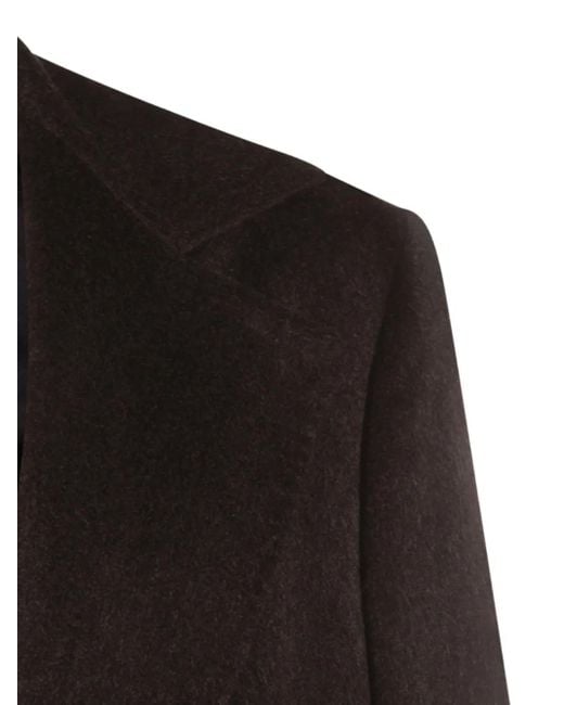 Kiton Black Double-Breasted Cashmere Coat for men