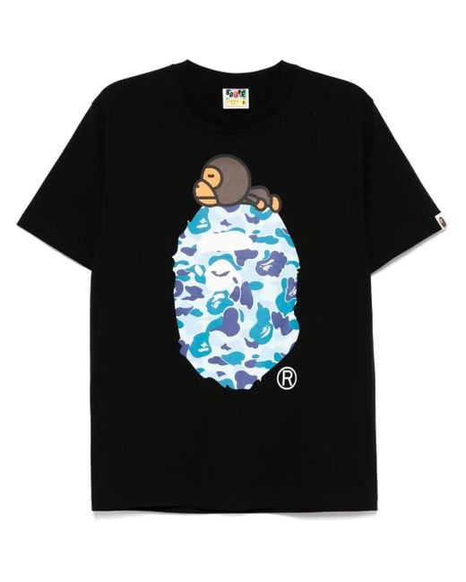 メンズ A Bathing Ape Abc Camo Milo On Big Ape Tシャツ Black