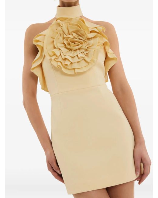 Rebecca Vallance Natural Aubriella Ruffled Floral Mini Dress