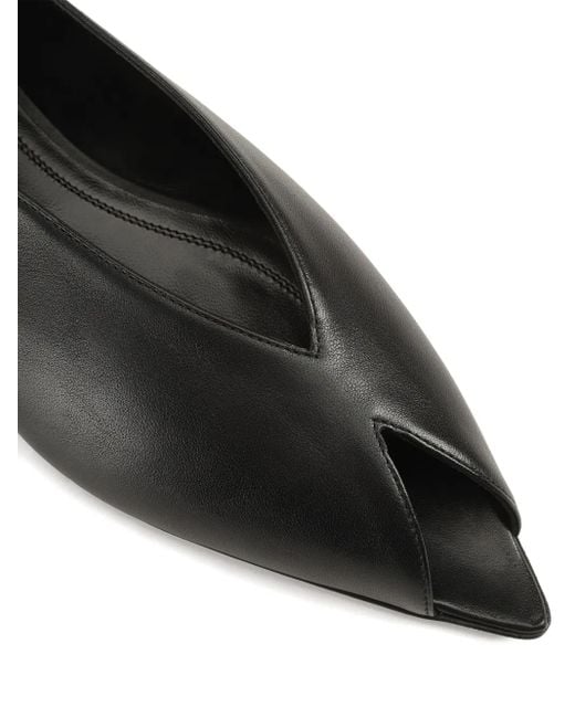Sergio Rossi Black Open-Toe Ballet Flats