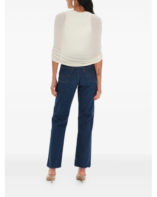 MANURI White Kokon Draped Blouse