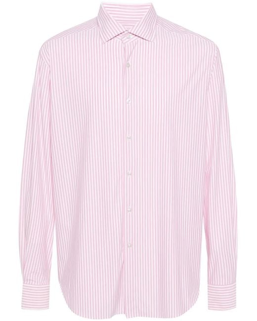 Xacus Pink Vertical-Striped Shirt for men