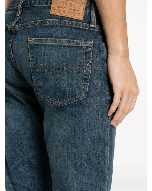 Polo Ralph Lauren Blue Varick Low-Rise Tapered Denim Jeans for men
