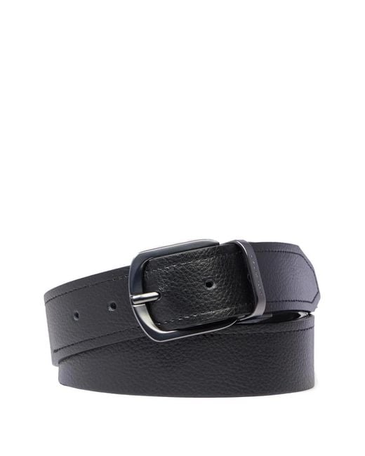 Piquadro Black Grained Leather Belt for men