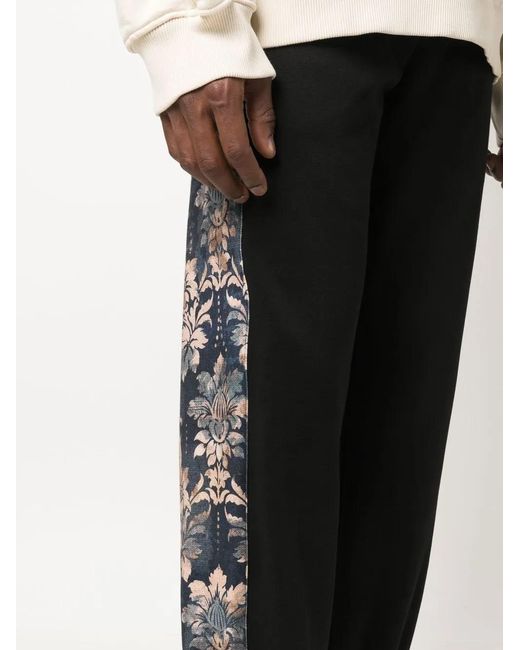 Versace Jeans Couture Black Floral-Stripe Track Pants for men