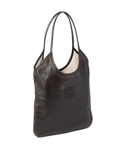 Miu Miu Black Ivy Regular Leather Tote Bag