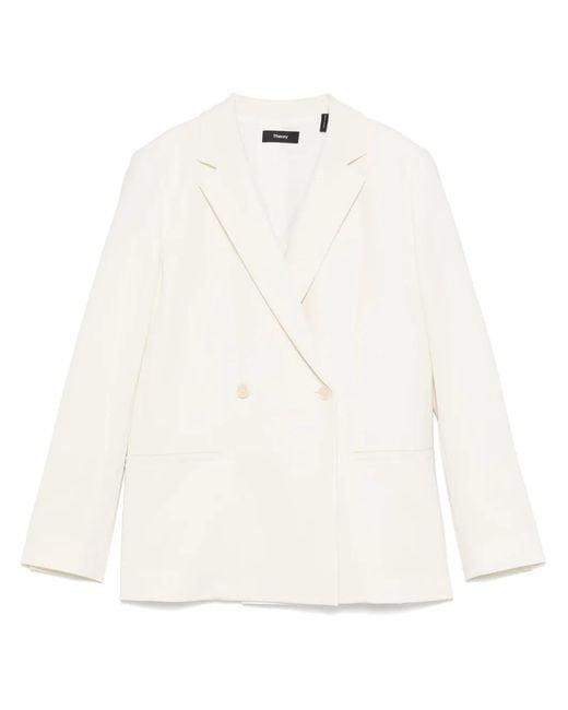 Theory White Double-Breasted Blazer