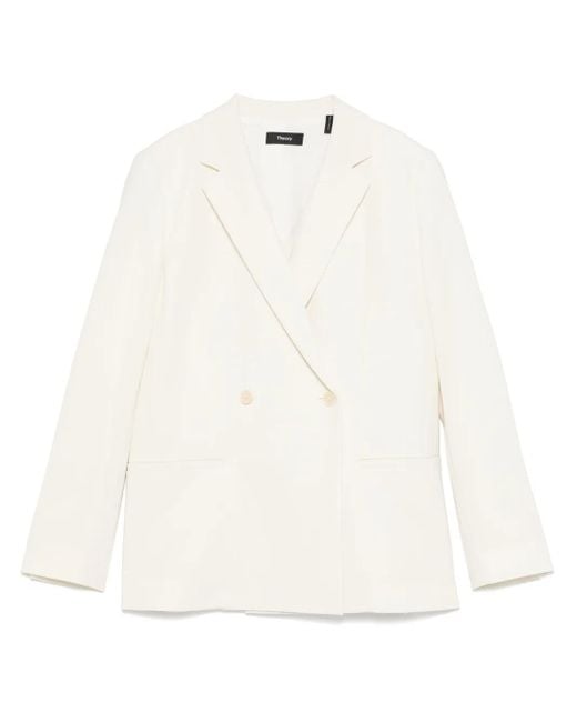 Theory White Double-Breasted Blazer