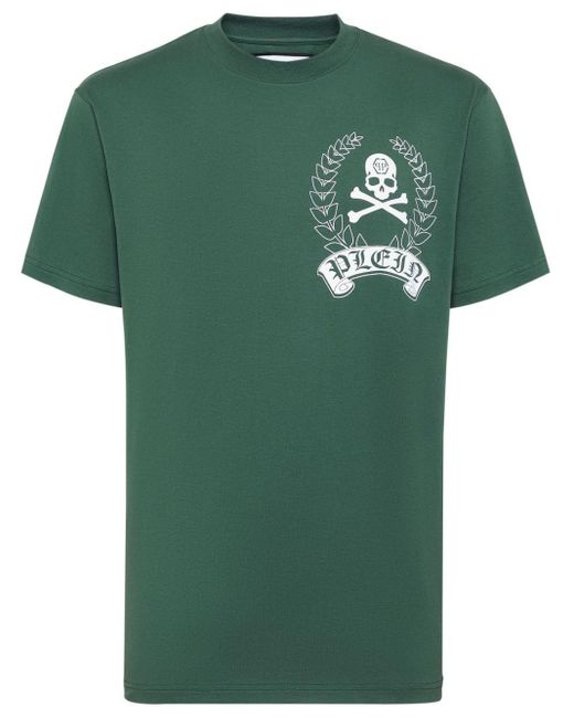 Philipp Plein Green Logo-print Cotton T-shirt for men