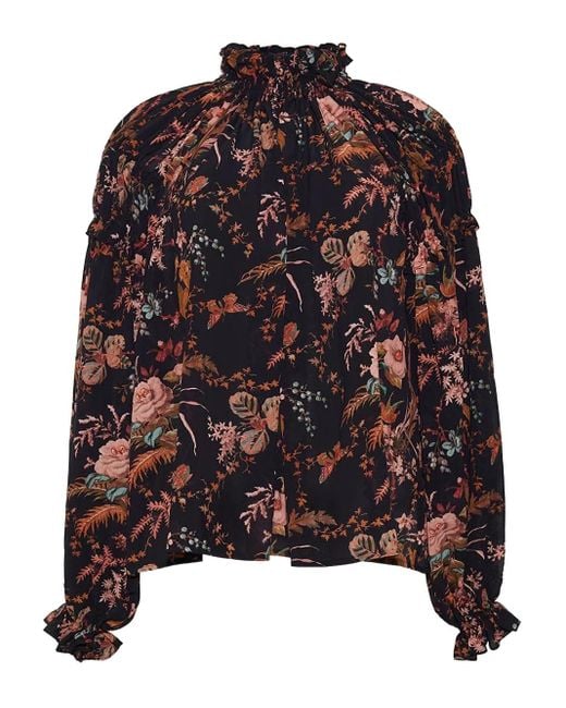 Blouse Fleurie Ipanema À Col Montant Cara Cara en coloris Black