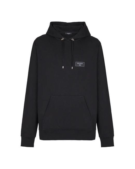 Balmain Blue Iconic Cotton Hoodie for men