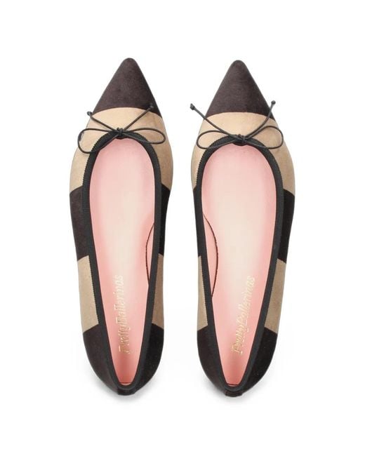 Pretty Ballerinas White Paris Striped Ballet Flats