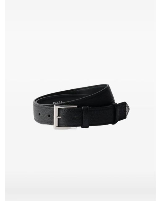 Prada Black Textured Leather Belt for men