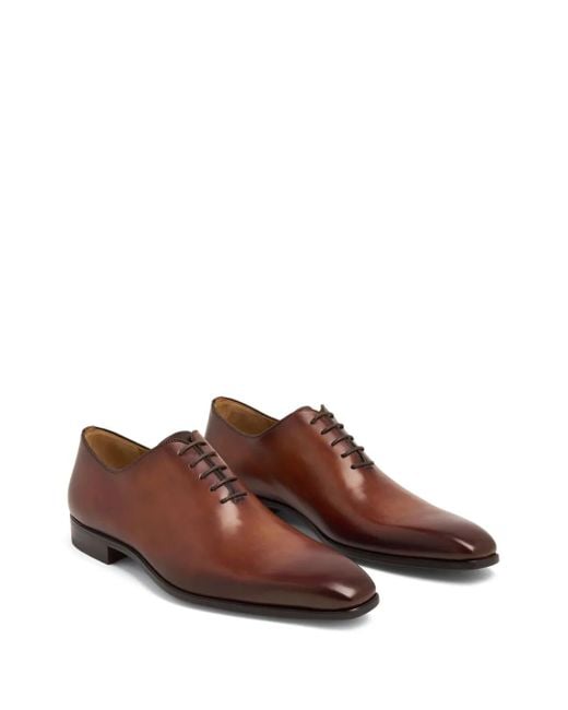Magnanni Shoes Brown Almond-Toe Leather Oxford Shoes for men