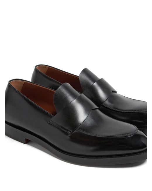 Zegna Black Torino Leather Loafers for men