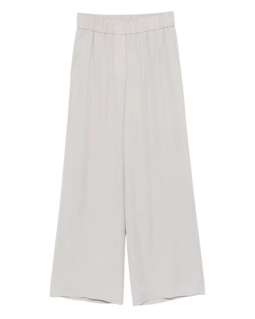 Peserico White Elastic-Waist Trousers