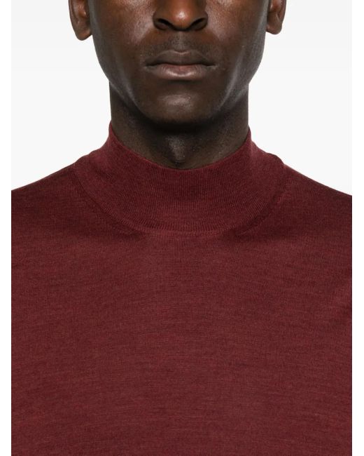 Corneliani Red Long-Sleeve Wool Sweater for men