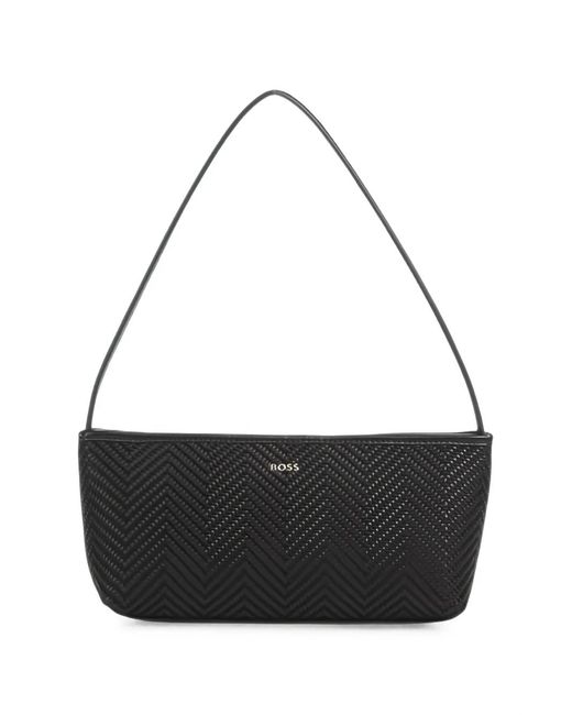Boss Black Sandy Chevron Leather Shoulder Bag