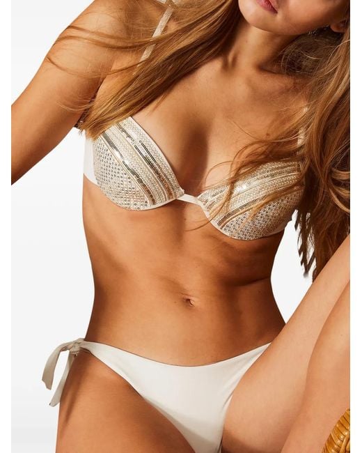 Twinset White Bikini Thong With Logo