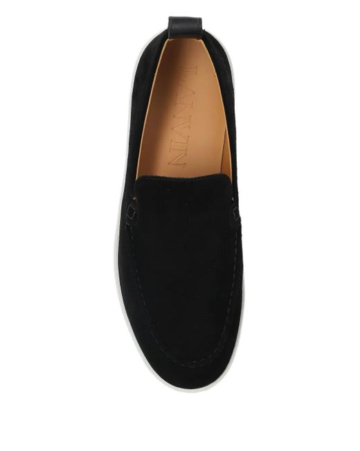 Lanvin Black Topstitched Pull-Tab Sneakers for men