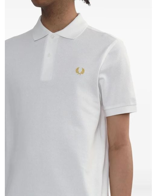 Fred Perry White Cotton Polo Shirt for men