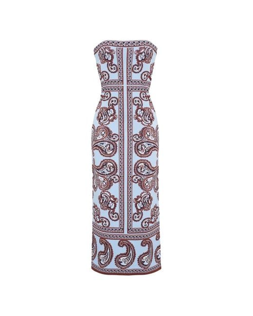 Cara Cara White Paisley-Print Strapless Midi Dress