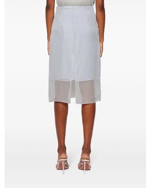 Givenchy White Floral-Print Midi Skirt