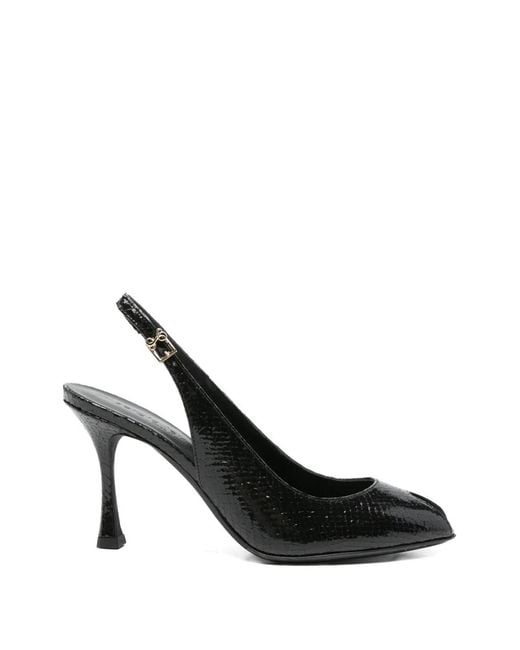 Sergio Levantesi Black Peep-Toe Slingback Sandals