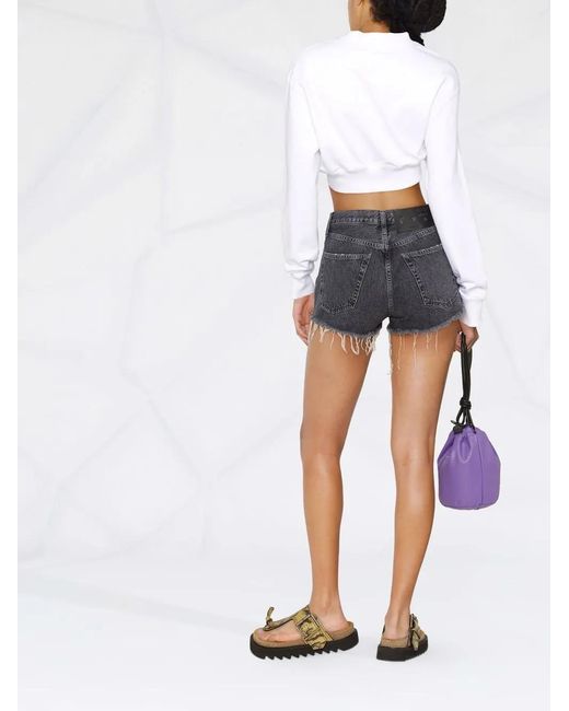 Off-White c/o Virgil Abloh Gray Corporate Frayed Denim Shorts