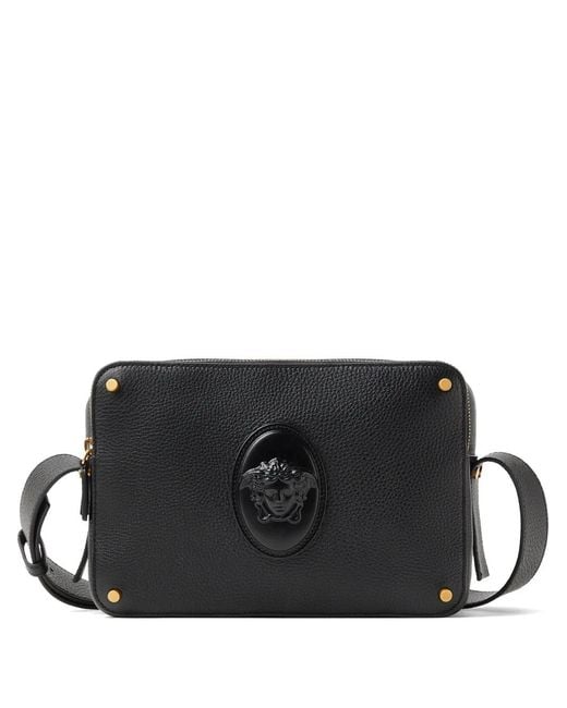 Versace Black Lou Leather Crossbody Bag for men