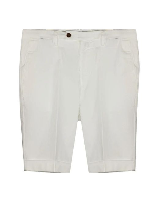 Briglia 1949 White Pressed-Crease Turn-Up Shorts for men