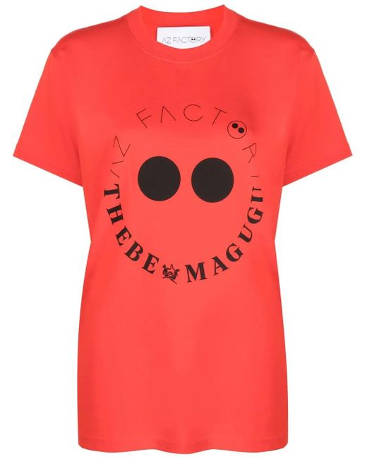 AZ FACTORY X Thebe Magugu T-Shirt Met Logoprint in het Red