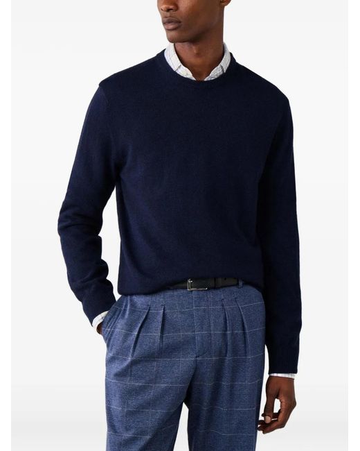 Hackett Blue Patch-Detail Crew-Neck Sweater for men