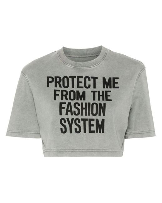 Camiseta corta con texto estampado Moschino de color Gray