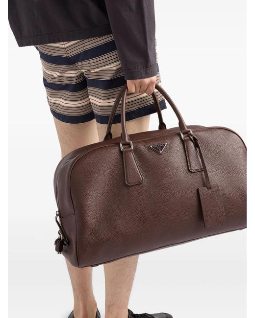 Prada Brown Leather Duffle Bag