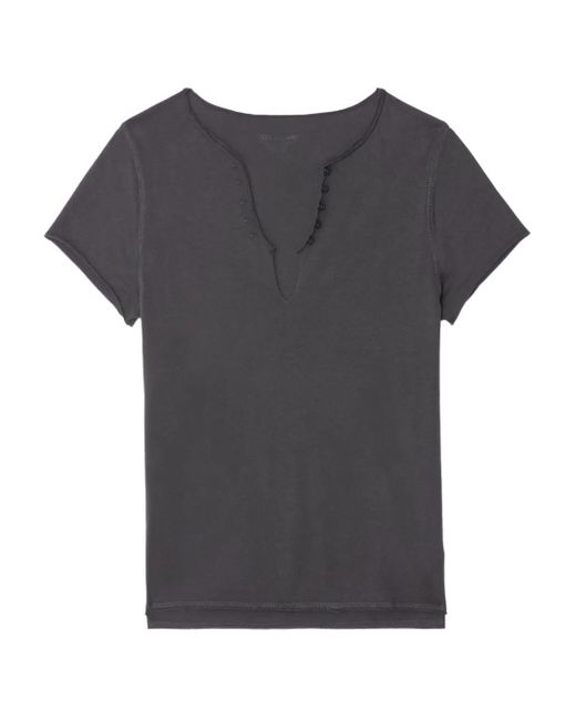 Zadig & Voltaire Gray T-Shirt mit V-Ausschnitt