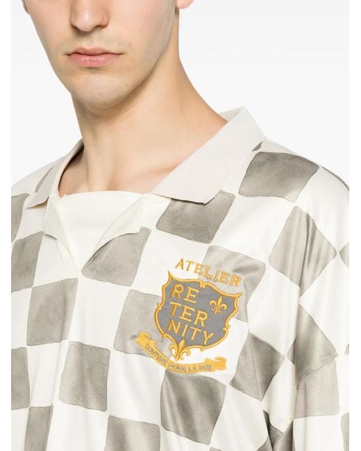 RETERNITY White L'Atelier De La Rue Checkerboard-Print T-Shirt for men