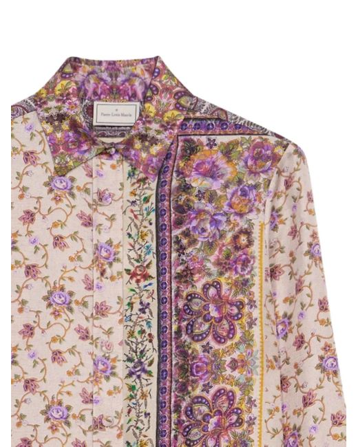 Pierre Louis Mascia Pink Aloe Seidenhemd Mit Paisley-Print