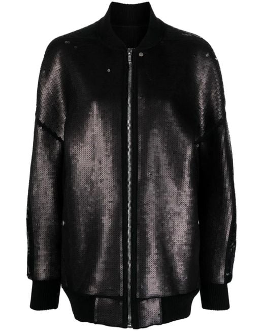 Rick Owens Black Peter Sequin-Embellished Bomber Jacket