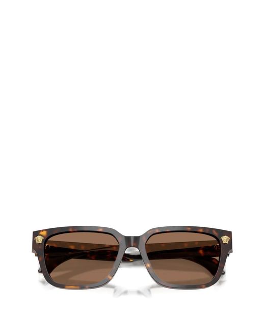 Versace Brown Square Medallion Sunglasses for men