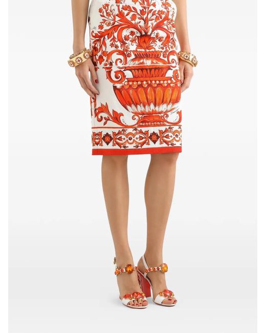 Dolce & Gabbana Orange Midi Skirt