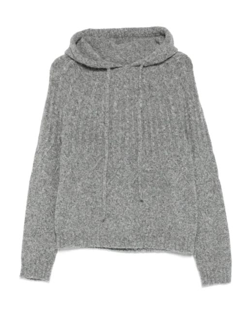 Semicouture Gray Mélange-Effect Knit Hoodie