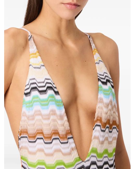 Missoni White Chevron-Pattern Swimsuit
